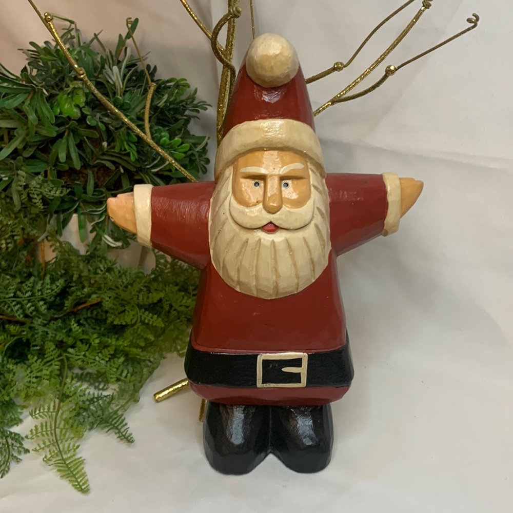 Super cute hand carved and painted wooden Christmas santa